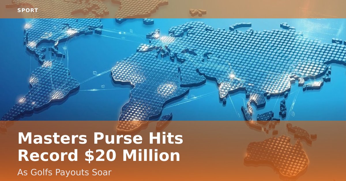 Masters Purse Hits Record $20 Million As Golf's Payouts Soar